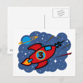 Carte Postale Rocket Ship 3e anniversaire (Devant / Derrière)