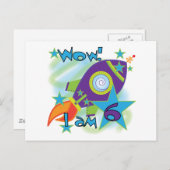 Carte Postale Rocket Ship 6e Anniversaire Tshirts et cadeaux (Devant / Derrière)