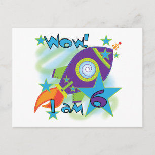 Carte Postale Rocket Ship 6e Anniversaire Tshirts et cadeaux