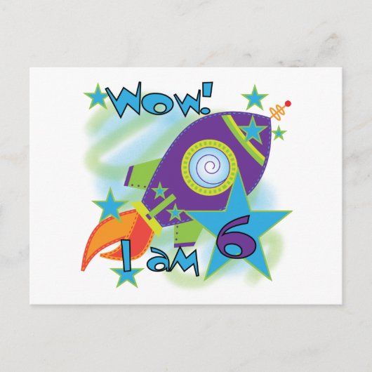 Carte Postale Rocket Ship 6e Anniversaire Tshirts et cadeaux (Devant)