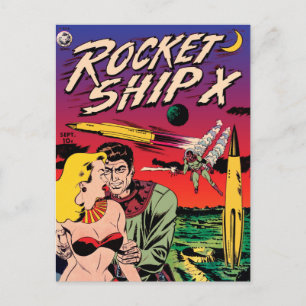 Carte Postale Rocket Ship X Vintage Sci Fi Comic Book Cover
