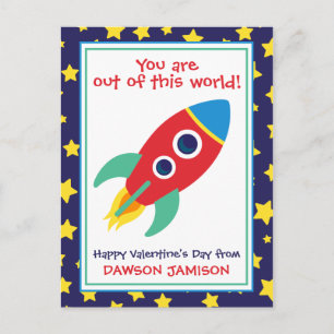 Carte Postale Rocket & Stars Personnalisé Valentine's Cards