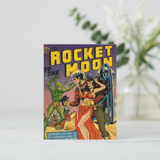 Carte Postale Rocket to the Moon Comic (Debout devant)