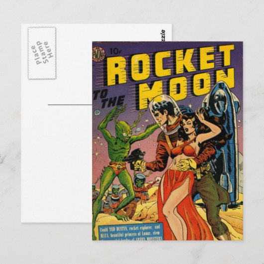 Carte Postale Rocket to the Moon Comic (Devant / Derrière)