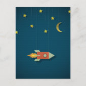 Carte Postale Rocket vintage dans l'espace (Devant)
