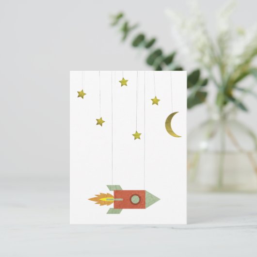 Carte Postale Rocket vintage Dans L'Espace (Debout devant)