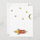 Carte Postale Rocket vintage Dans L'Espace (Devant / Derrière)