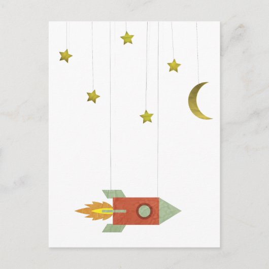 Carte Postale Rocket vintage Dans L'Espace (Devant)