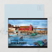 Carte Postale Rockport Massachussetts Nouvelle-Angleterre peintu (Devant / Derrière)