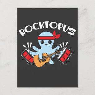 Carte Postale Rocktopus Animal Pun Drôle Octopus Sea Creator