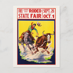 Carte Postale Rodea State Fair USA Poster vintage restauré année