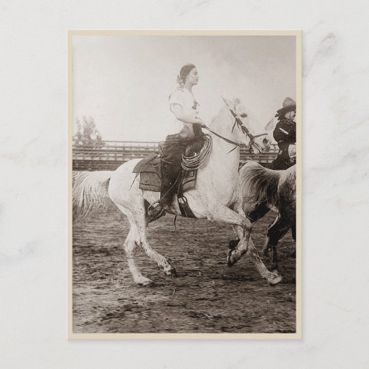 Carte Postale Rodeo Cowgirl photo Vintage (Devant)