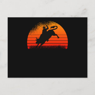 Carte Postale Rodeo Western Cowboy Wild West Retro Bull