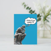 Carte Postale Rodin's Thinker Statue - Je pense que je vais rega (Debout devant)