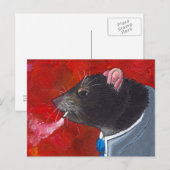 Carte Postale Rodney le Rat - costume cravate fumant art unique (Devant / Derrière)