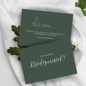 Carte Postale ROE Dusky Green & White Simple Bridesmaid