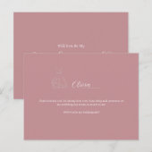 Carte Postale ROE Pink & White Simple Bridesmaid (Devant / Derrière)