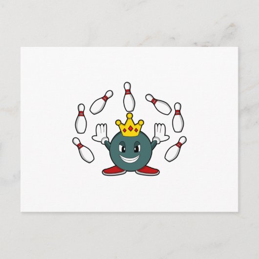 Carte Postale Roi au bowling avec quille (Devant)