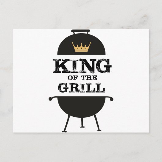 Carte Postale Roi Du Grill, Couronne D'Or Noir (Devant)