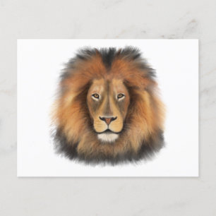 Carte Postale roi lion de la jungle réaliste homme aquarelle