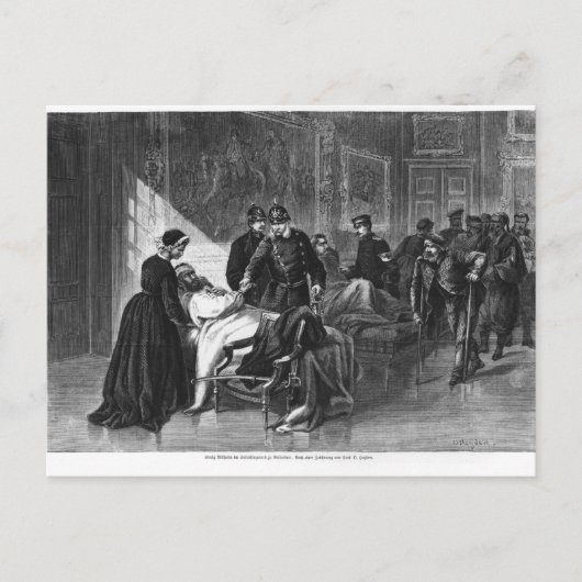 Carte Postale Roi Wilhelm Je visite l'hôpital (Devant)