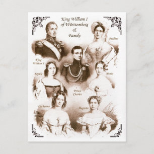 Carte Postale Roi William I de Württemberg & Famille