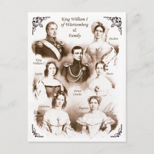 Carte Postale Roi William I de Württemberg & Famille (Devant)