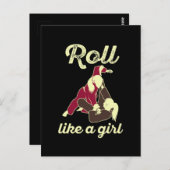 Carte Postale Roll Like a Girl Brazil Jiu Jitsu BJJ (Devant / Derrière)