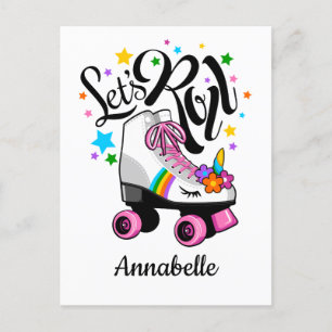 Carte Postale Roll Unicorn Roller patinage fille