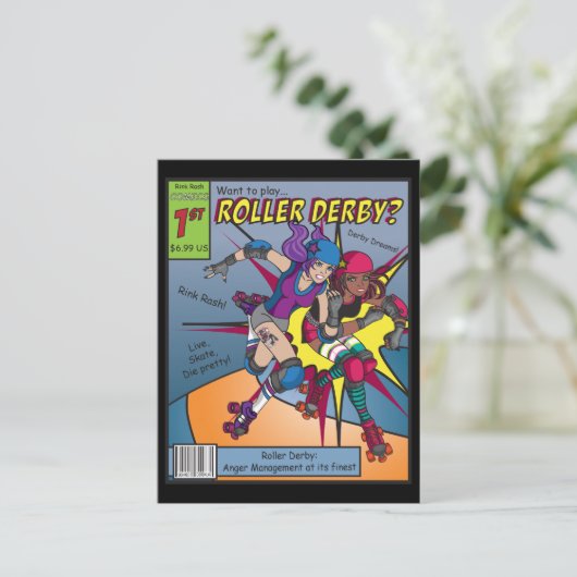 Carte postale Roller Derby Comic (Debout devant)
