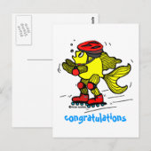 Carte Postale Rollerblade Fish drôle Caricature de patinage (Devant / Derrière)