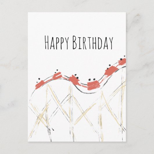 Carte Postale Rollercoaster main dessinée Anniversaire (Devant)