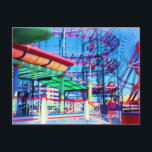 Carte Postale Rollercoaster Vintage couleur bonbon<br><div class="desc">Mon père a pris cette photo dans le New Jersey dans les années 60. Les couleurs se sont estompées au fil du temps,  alors je lui ai donné un coup de pouce de couleur pour l'envisager comme sa gloire d'origine. Il se peut même qu'il ne soit plus là.</div>