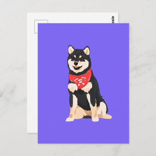 Carte Postale Rollo Le Chien Noir Shiba Inu Cool (Devant / Derrière)