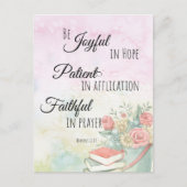 Carte Postale Romains 12:12 Soyez Joyeux dans le verset de la Bi (Devant)