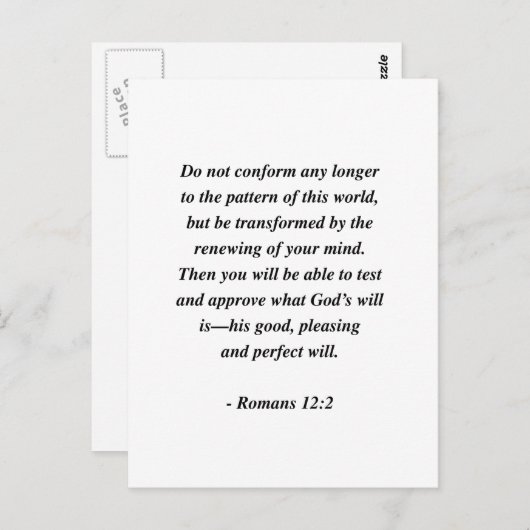 CARTE POSTALE ROMAINS 12:2 (Devant / Derrière)