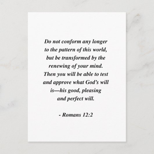 CARTE POSTALE ROMAINS 12:2 (Devant)