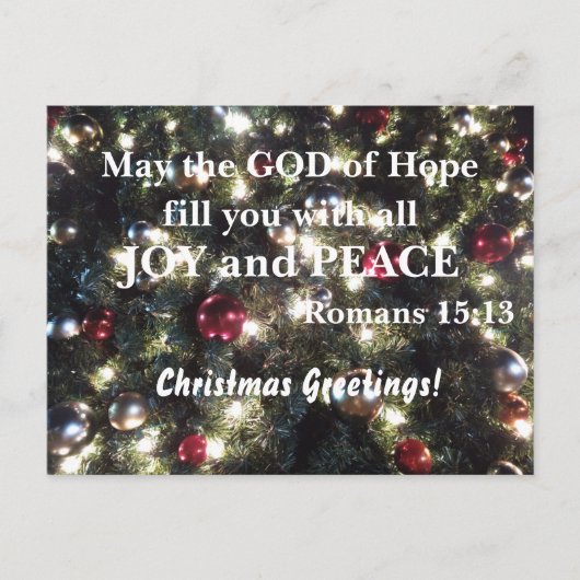 Carte Postale Romains 15:13 Que le Dieu de l'espérance vous remp (Devant)