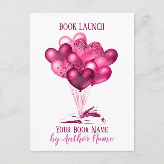 Carte Postale Romance Book Launch Party Postcard Invitation (Devant)