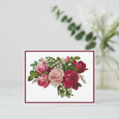 Carte Postale Romance Classique aux Roses Victoriennes et Muguet (Debout devant)