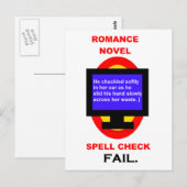 Carte Postale Romance Novel Spell Check Fail Funny (Devant / Derrière)