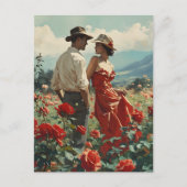 Carte Postale Romance Rose vintage (Devant)