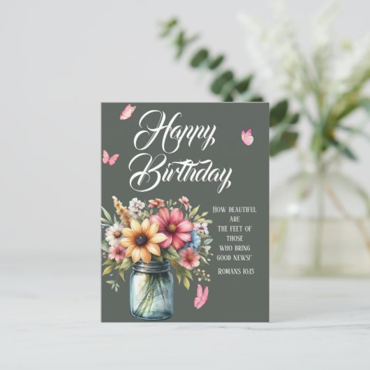 Carte Postale Romans 10:15 Birthday Postcard (Debout devant)