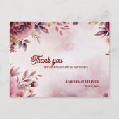 Carte Postale Romantic Blush Pink Floral Wedding Thank You (Devant)