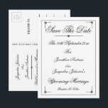Carte Postale Romantic Elegant Enregistrer La Date Invitation Ca<br><div class="desc">Romantique Élégant Enregistrer La Carte Postale Date Invitation. Cliquez sur personnaliser ce modèle pour le customiser avec les noms de la mariée et de la chambre, la date du mariage, l'adresse du site Web et l'adresse de courrier de retour, tous customisés rapidement et facilement. Romantic Elegant Save The Date Invitation...</div>