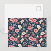 Carte Postale Romantic Navy Blue Floral Garden Pattern (Devant / Derrière)