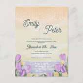 Carte Postale Romantic Purple Floral Beach Sunset Wedding Invite (Devant)