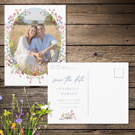 Carte Postale Romantic Spring Wildflower Garden Photo Save Date