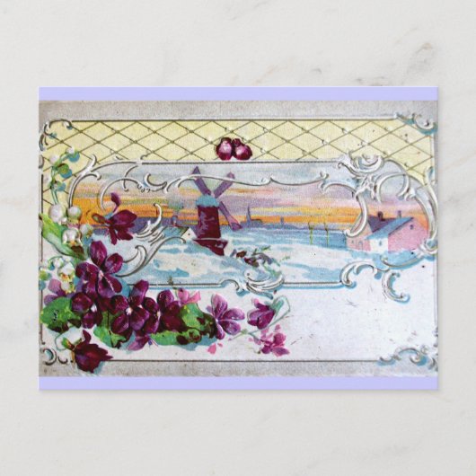 CARTE POSTALE ROMANTICA /WINDMILL DANS LA NEIGE, LES PANNEAUX, L (Devant)