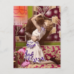 Carte postale romantique Art Déco vintage.